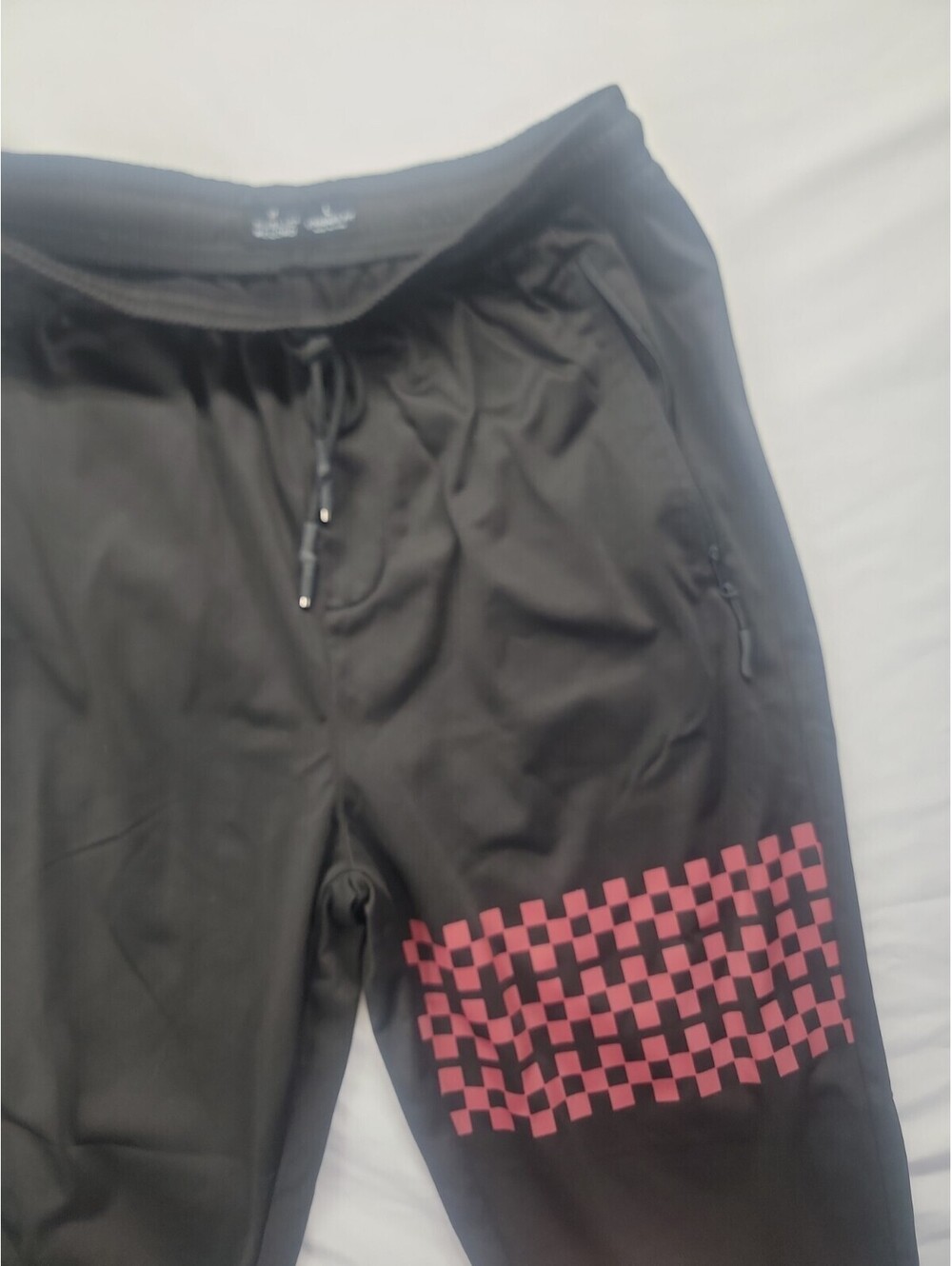 Public Record Jogger Pants Mens Sz L Black Red Zip Pockets Standard Fit